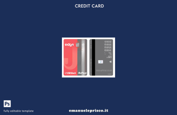 modello di carta di credito verticale India Edge CSB Bank RuPay in stile verific
